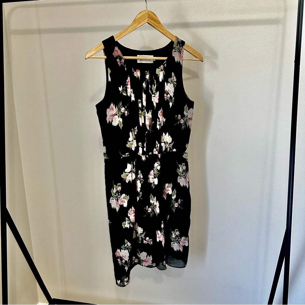Black Floral Sleeveless Mini Dress, brand: "Propaganda", XS, Sheer & Fully Lined